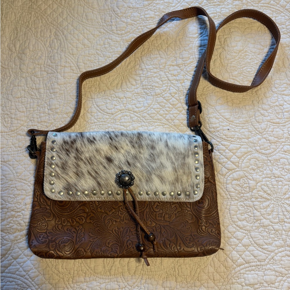 MYRA - Brown and Cream Cowhide Women's Bag